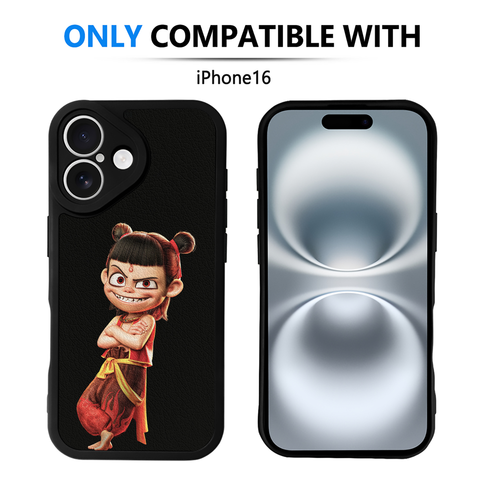 （画像用） Ne Zha 2 ナタ 魔童の大暴れ 【iPhone 16シリーズ対応】シリコンスマホケース（レザー調） 材質：シリコン